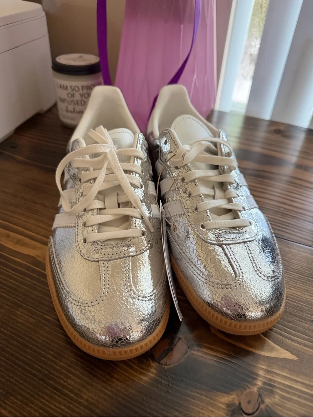 adidas Samba Metallic Silver and White Sneaker